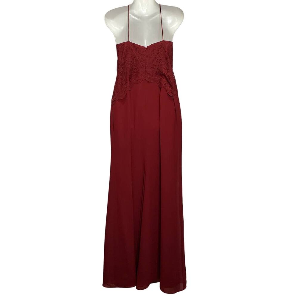 After Six Lace Bodice Matte Chiffon Full Length Bridesmaid Formal Dress 14 - Picture 7 of 12